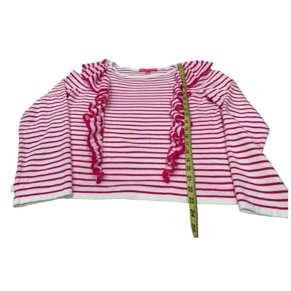 Lilly Pulitzer Ruth Ruffle Striped Sweater - Pink Tango Size M - Picture 7 of 9
